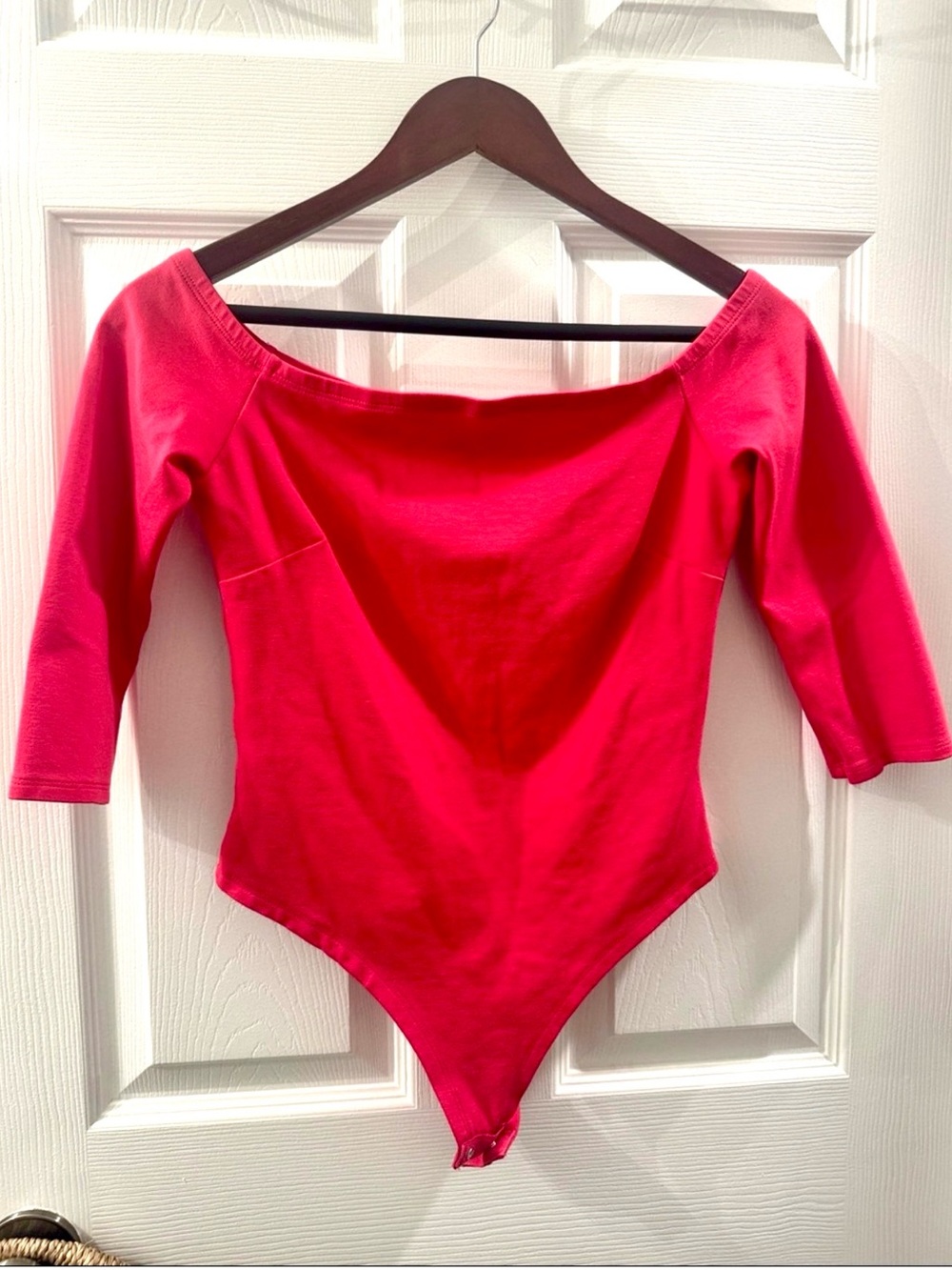 Lulu's Bright Pink Off-Shoulder Long-Sleeve Bodysuit